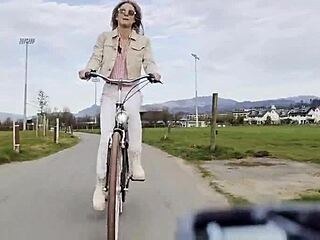 Miss Daisy Diamond Riding Bike with Sexy Ass Outdoors