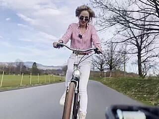 Miss Daisy Diamond Riding Bike with Sexy Ass Outdoors