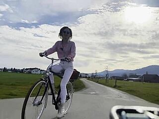 Miss Daisy Diamond Riding Bike with Sexy Ass Outdoors