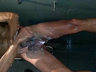 shower time with shaved body and cock bathing