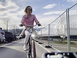 Miss Daisy Diamond Riding Bike with Sexy Ass Outdoors