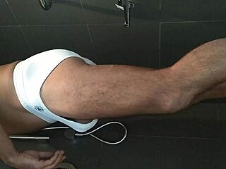 shower time with shaved body and cock bathing