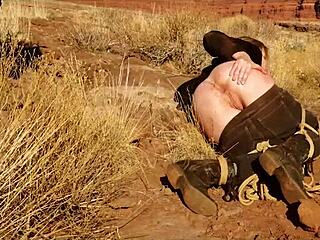 Big-ass blonde whipped hard before rough anal in dirty outdoor BDSM