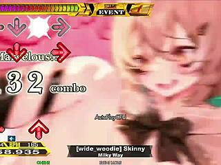 โย อยากเต้นกับสาวผอมอนิเมะโชว์นมใหญ่ใน DDR มั้ย?