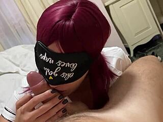 redhead girl expertly sucks dick in close-up pov