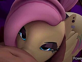 Fluttershy gir deepthroat blowjob til monster kuk
