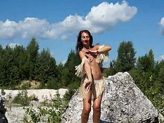 Whoa! Check Out This Topless Dance in a Quarry!