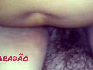 Cumming deliciously in hairy pussy while massaging big natural tits