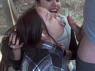 We Sucked Him Together on Vacation in Intense Threesome