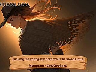 젊은 18+ 남자를 세게 박으면서 그가 크게 신음해