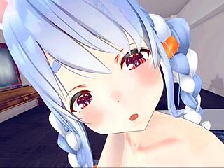 usada pekora relaxes in the garden after intense fun