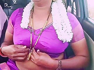 Indian saree housewife gets steamy with car driver in telugu dirty talk! 🔥