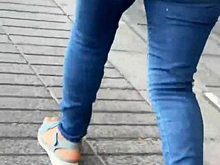 Bold Latina with Big Ass in Tight Jeans