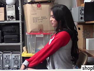 sexy latina teen got caught by security for stealing candy at work