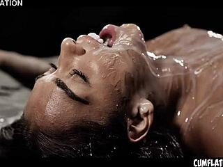 latina cum slut black angel gets extreme creampie, cumflation, gooning with pussy squirt