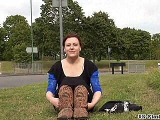 I can’t help but feel thrilled watching Isabel Dean flash her shaved pussy in public with toys.