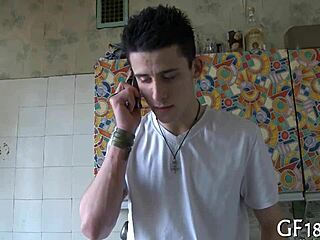 Perverted spectacled lad holds hand curiously