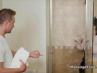 hey, watch this curvy wet plumber gag on the masseur's cock?