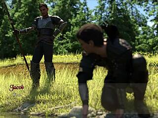 프랑스 아마추어 검은 가죽 입고 도기스타일 POV 즐겨