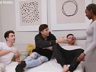 Innocent Ebony Teen Fulfills Gangbang Fantasy with Banging, Humiliation, and Cum Orgy