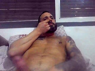 jerking off till bursting with pierced nipples and tattoos