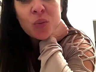 Homemade striptease with tattooed milf showing off big tits in ripped clothes