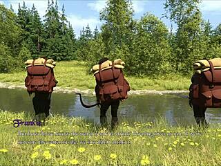 French amateur in black leather enjoys doggystyle POV