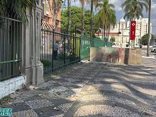 Damn, patricinha hunts street guy for wild public anal creampie!