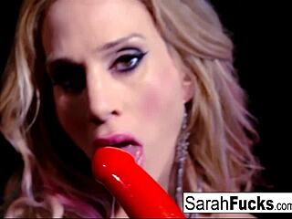 Tattooed MILF Sarah STUFFS Her PUSSY With RED Toy