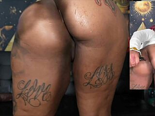 Stretching every hole with dildo for solo ebony action