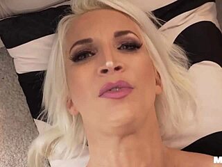 Skinny blonde cougar prowls for blowjob action!