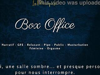 box office treat with a gentle public blowjob in french style