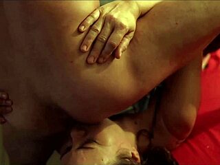 French amateur slut in leather pants and satin panties getting doggystyle blowjob and rimming