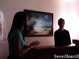 Ebony Teen 18+ Masseuse Goes Wild In Lesbian Massage! Fingering And Oral Action With Tattooed Black Babe