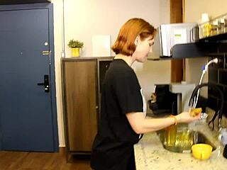 Athletic Black Couple's Interracial Foreplay and Muff Diving in Kitchen