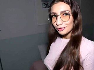 Cute skinny college girl with pretty heels gets fucked on tinder date at my place