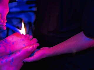 Brunette BBW Ties Feet For Wax Play