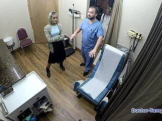 dr tampa spreads patient channy crossfire's shaved pussy in latex.