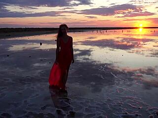Walk on Red Sunset of Elton Salt Lake