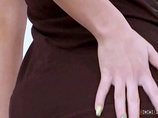 Brunette Ponytail Slave in Stockings Rides Grandfather's Monster Cock for Creampie in Heels