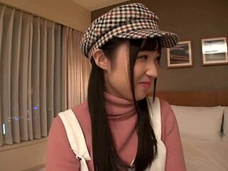 Petite Japanese student with long hair gets tricked into real creampie sex during underwear photoshoot.