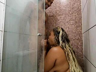 Preta Rabuda Takes Bathroom Shower and Huge Black Cock Doggystyle in Interracial Homemade First Time