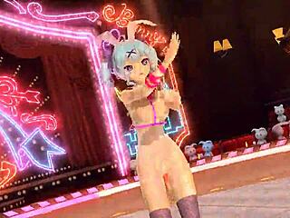 Hatsune Miku appears in Brain Revolution Girl Project Diva with a full nude mod. She wears the bunny costume completely exposed.