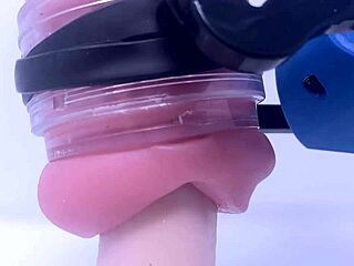 Rubjoy Uses Fleshlights On Stunt Cock With Vibrating Tongue For Detailed Masturbation