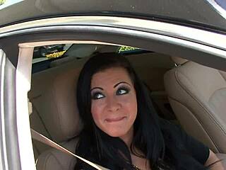 black haired slut in high black heels gets fucked by big cock, riding and gaping