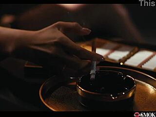 Japanese Babe in See-Through Outfit Expresses Dirty Talk While Smoking and Teasing Thick Cock.