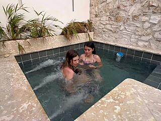 i watch two lesbians masturbatin in pool
