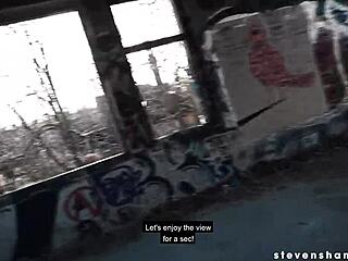 Slim teen megan venturi gets banged in an abandoned hospital, with blowjob, deepthroat, and cumshot.