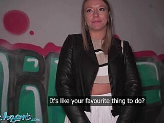 public agent - blonde french girl caught masturbating in street fast hard fuck pov blowjob