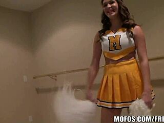 Hot cheerleader Holly masturbates upskirt in reality POV blowjob outfit.
